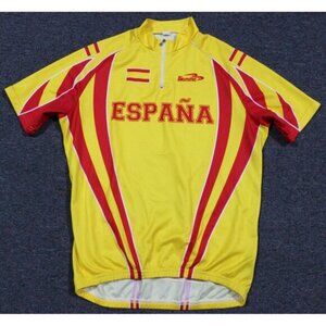 Mens Espana Spain Biemme Full Zip Cycling Jersey Top Shirt Large 3 Back Pockets